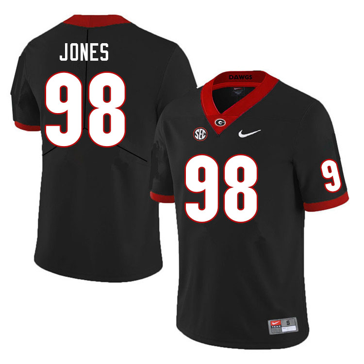 Men #98 Noah Jones Georgia Bulldogs College Football Jerseys Sale-Black - Click Image to Close